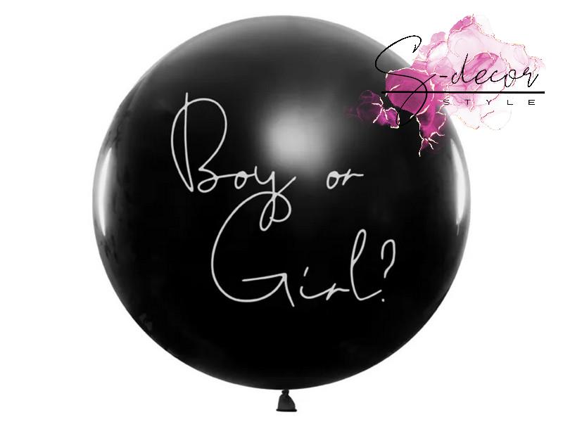 Balónek "Boy or Girl" s modrými konfetami, 1 m