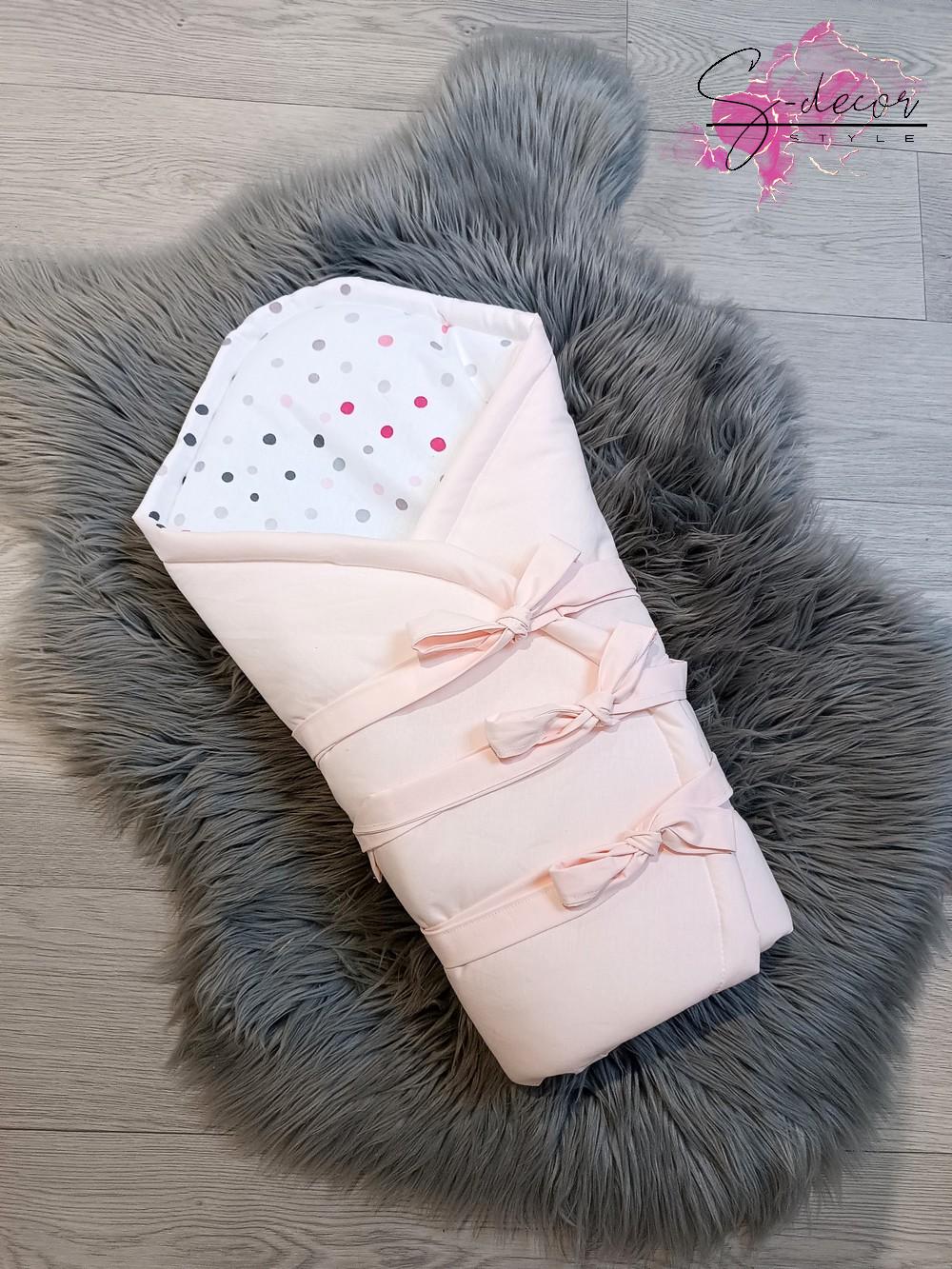 Zavinovačka růžová puntík basic 3 mašle