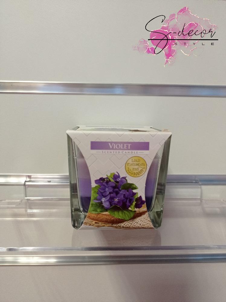 Vonná svíčka hranatá tři barvy violet